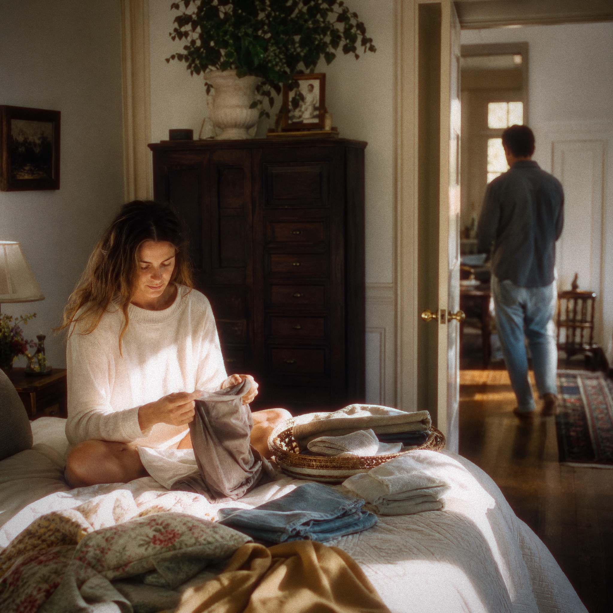 Granular-finished bedroom photograph